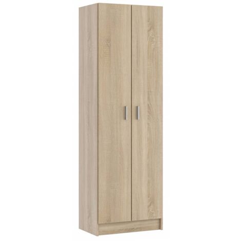 Armoire à 2 portes et 5 étagères réglables – Panneau mélaminé 15mm – Dimensions 59x37x180 cm – Couleur chêne canadien – Fores Habitat S.L.U.