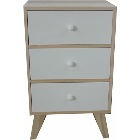 Armoire à 3 tiroirs en bois de paulownia