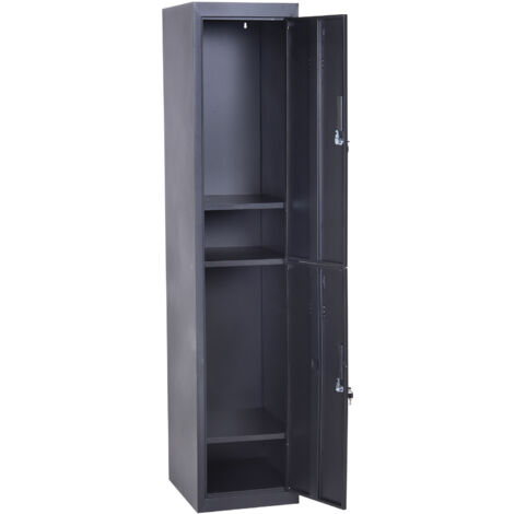 Armoire à 4 étagères métallique avec 2 portes verrouillables à clés, 38x46x180cm, noir