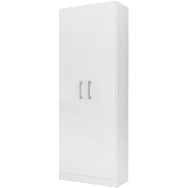 Fijalo - Armoire à balais polyvalente à 2 portes. Coloris blanc (Hauteur 170 cm/Largeur 61 cm/Profondeur 32 cm)