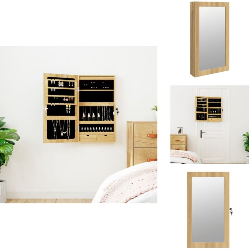 Vidaxl - Armoire à bijoux avec miroir et éclairage led mural - Armoire à Bijoux - Meuble Rangement Bijoux - Miroir Avec Lumière Led - Coffre à Bijoux
