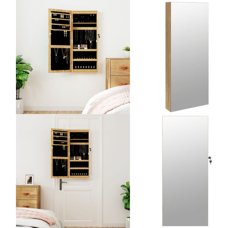 Vidaxl - Armoire à bijoux avec miroir et éclairage led mural - Armoire à Bijoux - Meuble Rangement Bijoux - Miroir Décoratif - Lumière Led - Coffre à