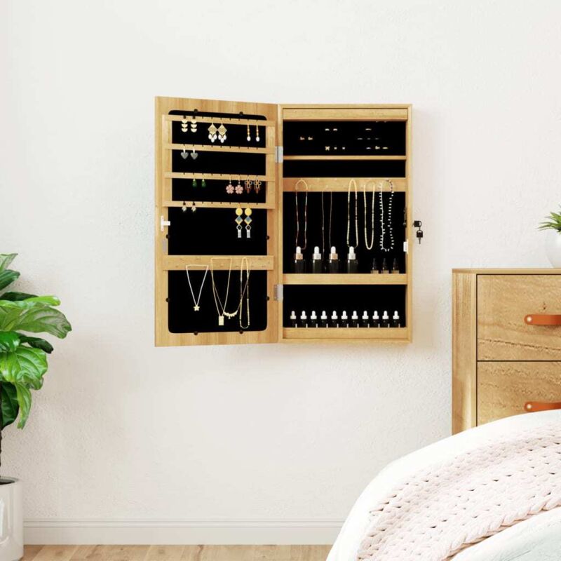 Armoire à bijoux avec miroir et éclairage led mural Vidaxl