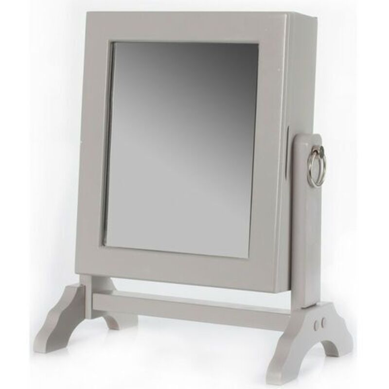 Armoire à bijoux avec miroir inclinable - Taupe - Rangement 54 bijoux
