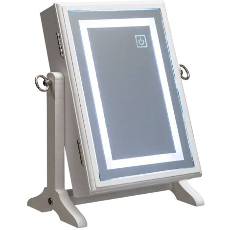 Armoire à bijoux LED Bettany en bois blanc 26x35cm - Atmosphera créateur d'intérieur - Blanc