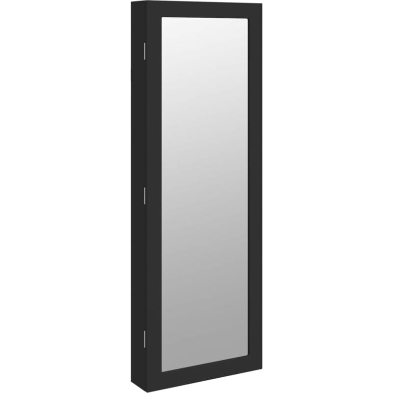 Armoire à bijoux meuble rangement organisateur chambre vestiaire salle de bain avec miroir et éclairage LED mural noir