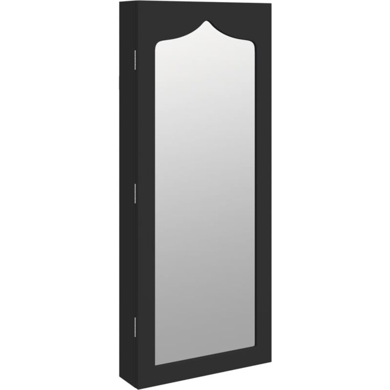 Armoire à bijoux meuble rangement organisateur chambre vestiaire salle de bain avec miroir murale 37,5 x 10 x 90 cm noir