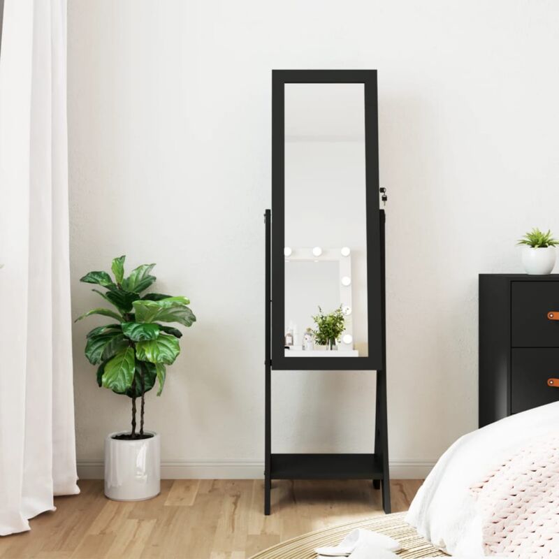 Vidaxl - Armoire à bijoux miroir avec lumières led sur pied noir