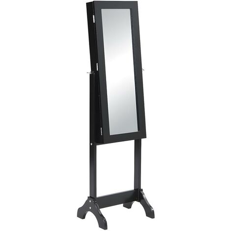 Armoire à bijoux miroir psyché en MDF et bois de sapin BERENICE - H.120 cm - Noir - Noir