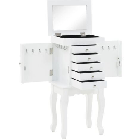 Armoire à bijoux sur pieds Blanc vidaXL - Blanc