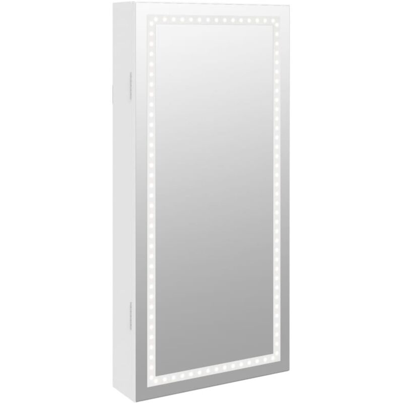 Armoire à bijoux，Porte-bijoux avec miroir et éclairage LED mural blanc CFW480655