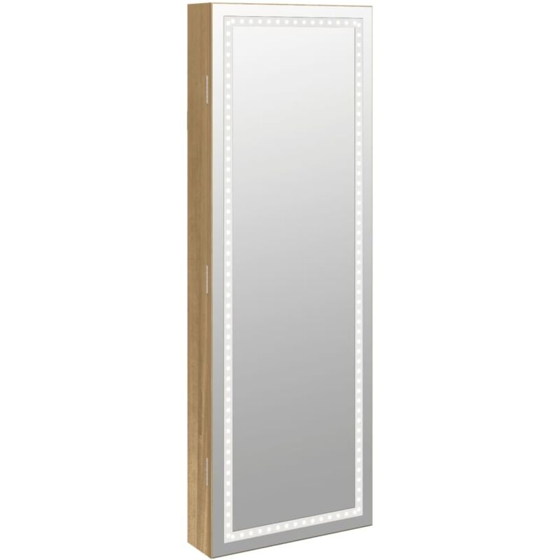 Armoire à bijoux，Porte-bijoux avec miroir et éclairage LED mural CFW535962