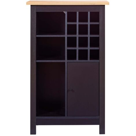 Armoire à bouteilles,meuble de rangement coloris noir / chêne Artisan - longueur 76 x profondeur 33 x hauteur 124 cm