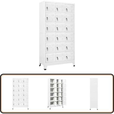 Armoire à casier avec 18 compartiments Métal 90x40x180 cm - Armoire Métallique - Meuble Rangement - Placard - Casiers - Vestiaire Entreprise