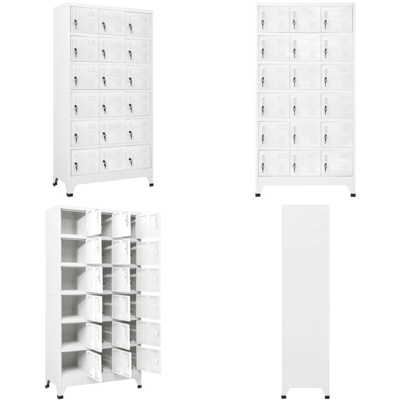 Armoire à casier avec 18 compartiments Métal 90x40x180 cm - Armoire Métallique - Meuble Rangement - Placard - Casiers - Vestiaire Entreprise - Home &