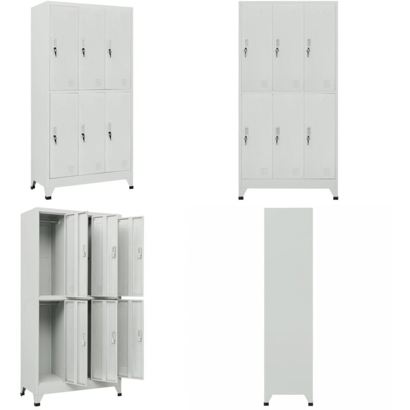 Vidaxl - Armoire à casier avec 6 compartiments Acier 90x45x180 cm Gris - Armoire Métallique - Meuble Rangement - Placard Industriel - Armoire Locker