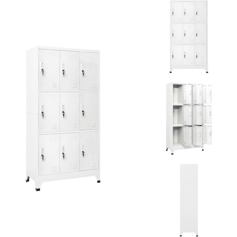 Armoire à casier avec 9 compartiments Acier 90x45x180 cm Gris - Armoire À Casier - Meuble De Rangement - Armoire Métallique - Armoire Industriel