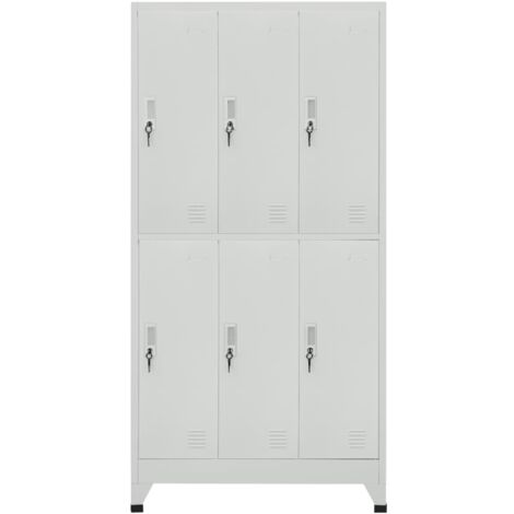 Armoire à casier Design moderne, Armoire Etagère de rangement, avec 6 compartiments Acier 90x45x180 cm Gris OIB4302E