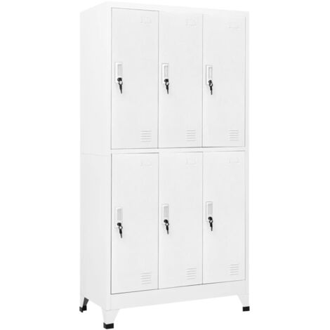 Armoire à casier Meuble de Rangement - Style Contemporain avec 6 compartiments Acier 90x45x180 cm Gris BV188914 - BonneVie