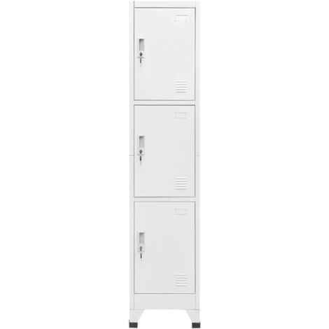Armoire à casier, Vestiaire Métallique, Meuble de rangement avec 3 compartiments 38x45x180 cm HYB43767