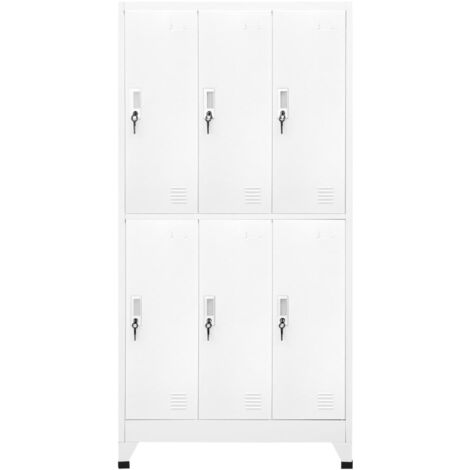 Armoire à casier Vestiaire Rangement avec 6 compartiments Acier 90x45x180 cm Gris -68206