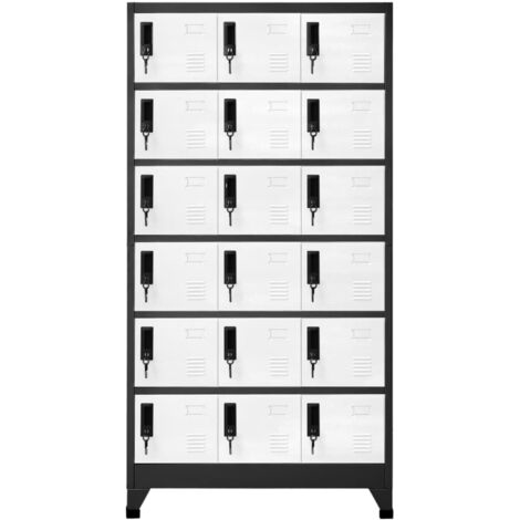 Armoire à casier Vestiaire Rangements Anthracite et blanc 90x40x180 cm Acier -32964