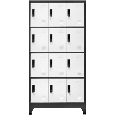 Armoire à casier Vestiaire Rangements Anthracite et blanc 90x45x180 cm Acier -64309