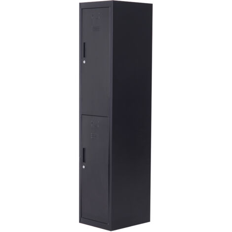 Armoire à casiers à 4 niveaux. casier vestiaire métallique avec 2 portes verrouillables à 2 clés. 38x46x180cm. noir
