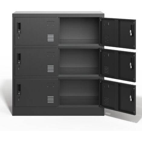 Armoire à casiers Anthracite 100 cm × 90 cm × 40 cm Acier-Armoire métallique à 6 portes avec porte-étiquettes