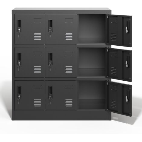 Armoire à casiers Anthracite 100 cm × 90 cm × 40 cm Acier-Armoire métallique à 9 portes avec porte-étiquettes