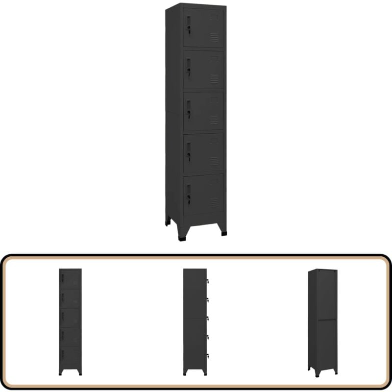 Armoire à casiers Anthracite 38x40x180 cm Acier - Armoire à Casiers - Meuble De Rangement - Armoire Métallique - Armoire Scolaire - Armoire De Bureau