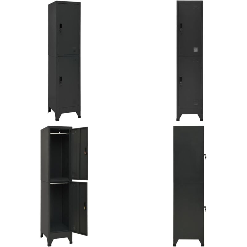 Armoire à casiers Anthracite 38x45x180 cm Acier - Meuble De Rangement - Armoire Métallique - Armoire À Casiers - Placard Mural - Organisation - Home