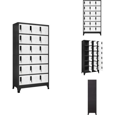 Armoire à casiers Anthracite et blanc 90x40x180 cm Acier - Armoire À Casiers - Meuble De Rangement - Armoire Métallique - Armoire Scolaire - Armoire De Bureau