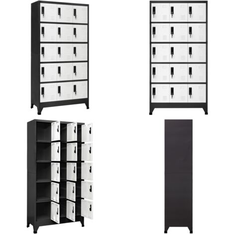 Armoire à casiers Anthracite et blanc 90x40x180 cm Acier - Meuble De Rangement - Armoire À Casiers - Armoire Métallique - Meuble Scolaire - Rangement Professionnel - Home & Living