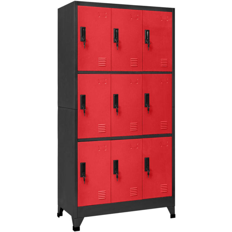 Vidaxl - Armoire à casiers Anthracite et rouge 90x45x180 cm Acier