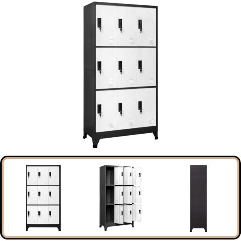 Armoire à casiers Anthracite et blanc 90x45x180 cm Acier - Armoire À Casiers - Meuble De Rangement - Armoire Métallique - Armoire Scolaire - Armoire De Bureau