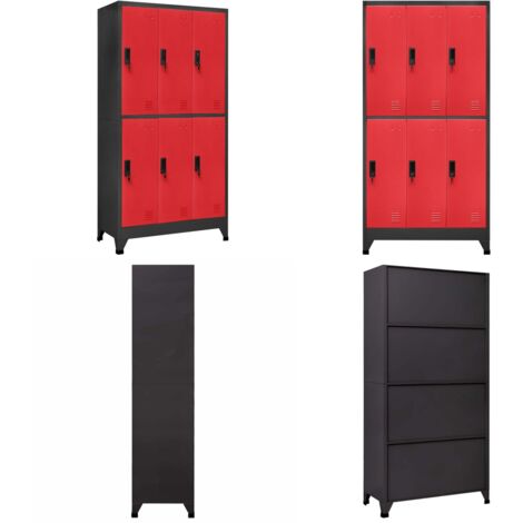 Armoire à casiers Anthracite et rouge 90x45x180 cm Acier - Armoire À Casiers - Meuble De Rangement - Armoire Métallique - Armoire Scolaire - Armoire Bureau - Home & Living