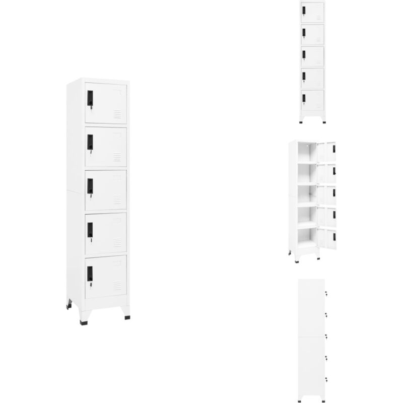 Vidaxl - Armoire à casiers Blanc 38x40x180 cm Acier - Meuble De Rangement - Armoire à Casiers - Armoire Métallique - Rangement Scolaire - Rangement