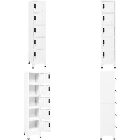 Armoire à casiers Blanc 38x40x180 cm Acier - Meuble De Rangement - Armoire À Casiers - Armoire Métallique - Rangement Scolaire - Rangement Bureau - Home & Living