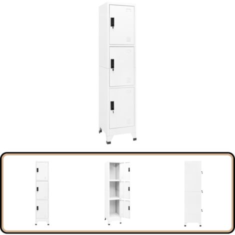 Armoire à casiers Blanc 38x45x180 cm Acier - Armoire À Casiers - Meuble De Rangement - Armoire Blanche - Armoire Métallique - Armoire Scolaire