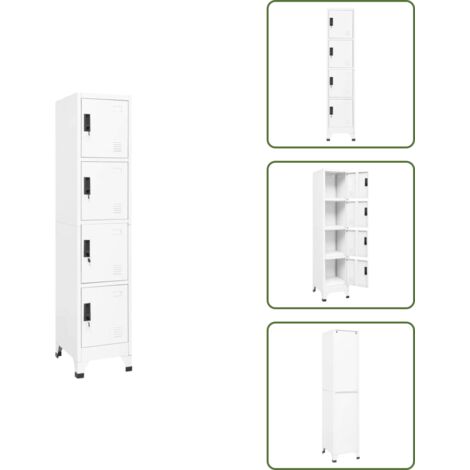 Armoire à casiers Blanc 38x45x180 cm Acier - Armoire À Casiers - Meuble De Rangement - Armoire Métallique - Armoire Blanche - Armoire Scolaire