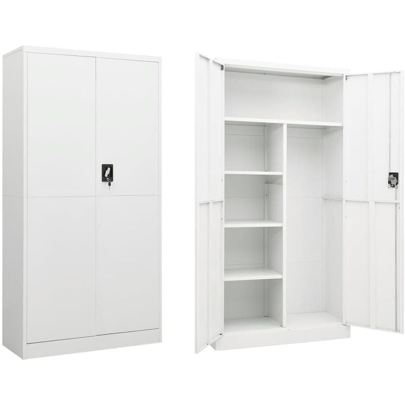 Armoire avec étagères et portes 90x40x180 cm en acier dans différentes couleurs Couleur : Blanc