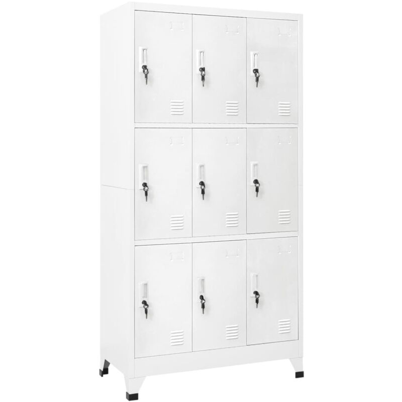 Vidaxl – Armoire d'atelier 9 compartiments en acier 90x45x180 cm – 9 portes verrouillables avec porte-carte – Capacité 120 kg – Assemblage facile