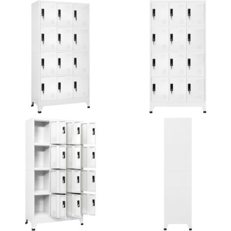 Armoire à casiers Blanc 90x45x180 cm Acier - Armoire À Casiers - Meuble De Rangement - Armoire Métallique - Armoire Blanche - Armoire Scolaire - Home & Living
