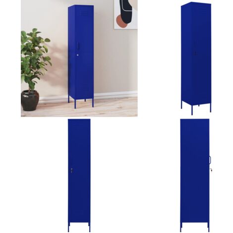Armoire à casiers Bleu marine 35x46x180 cm Acier - Meuble De Rangement - Armoire Métallique - Armoire À Casiers - Rangement Vertical - Organisation Intérieur - Home & Living