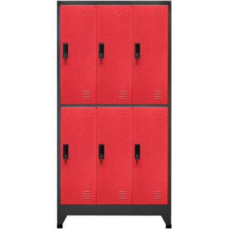 Armoire à casiers Design moderne, Armoire Etagère de rangement, Anthracite et rouge 90x45x180 cm Acier OIB4855E