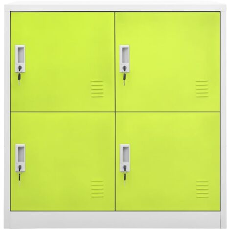Armoire à casiers Design moderne, Armoire Etagère de rangement, Gris clair et vert 90x45x92,5 cm Acier OIB7755E