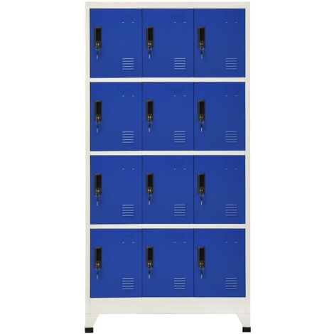Armoire à casiers Design moderne, Armoire Etagère de rangement, Gris et bleu 90x45x180 cm Acier OIB9453E