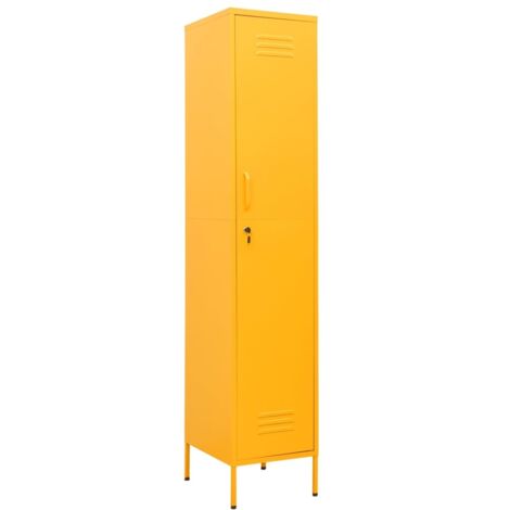 Armoire à casiers Design moderne, Armoire Etagère de rangement, Jaune moutarde 35x46x180 cm Acier OIB1410E