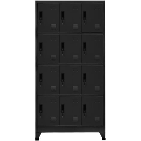 Armoire à casiers Design moderne, Armoire Etagère de rangement, Noir 90x45x180 cm Acier OIB1308E